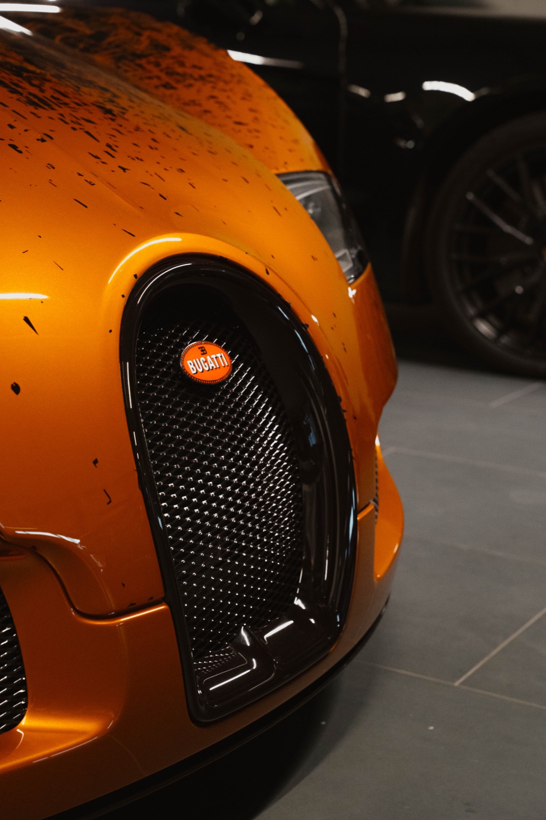 Detail van de grille van een Bugatti Veyron